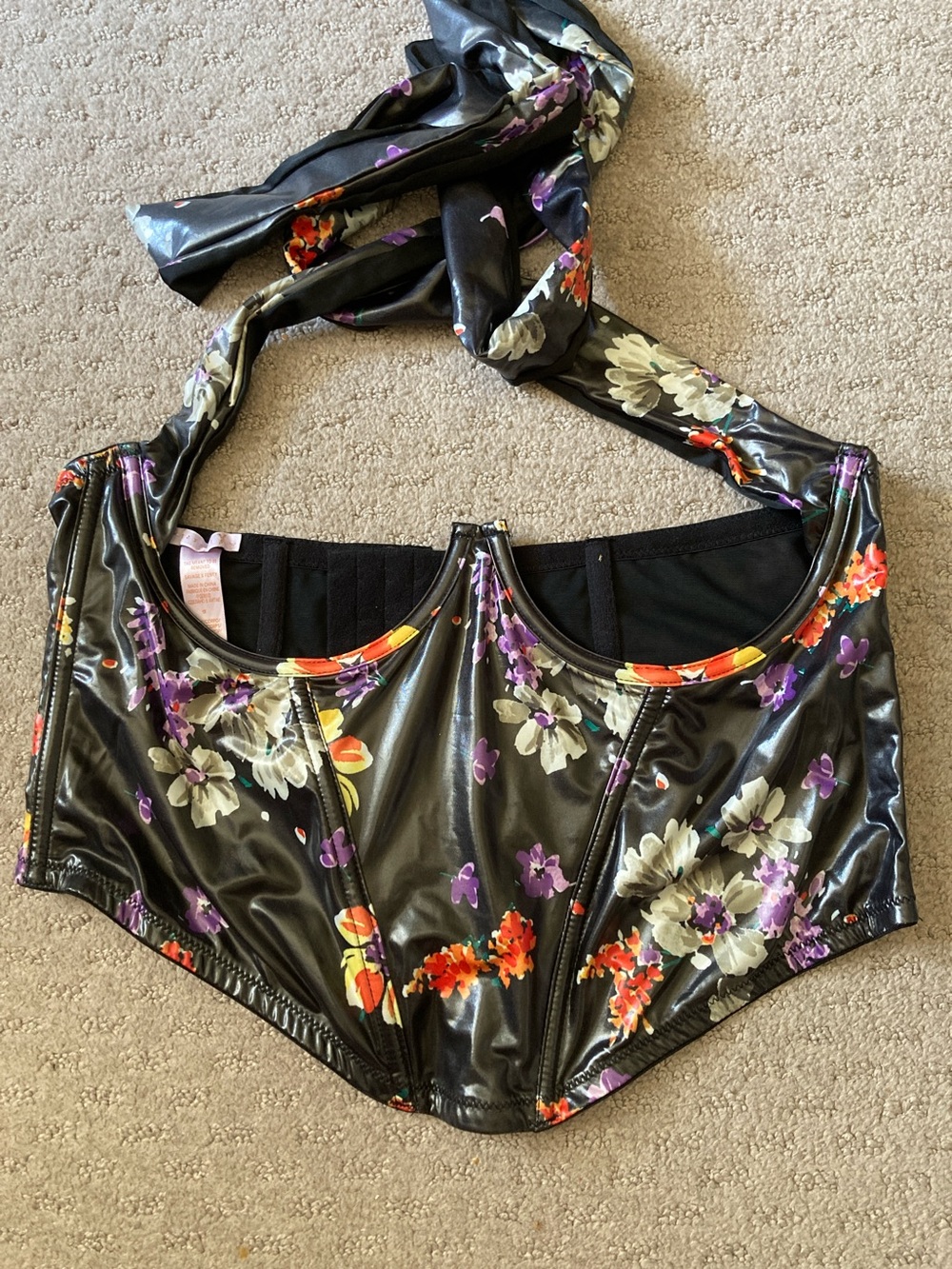 Savage X Fenty night blooms cupless halter corset, 1X.